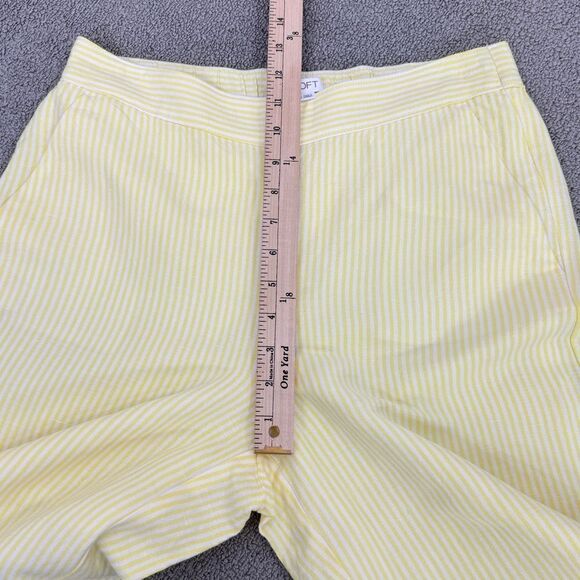 Loft Fluid Linen Blend Striped Wide Leg Crop Pants Yellow White Small Lined - Picture 14 of 16